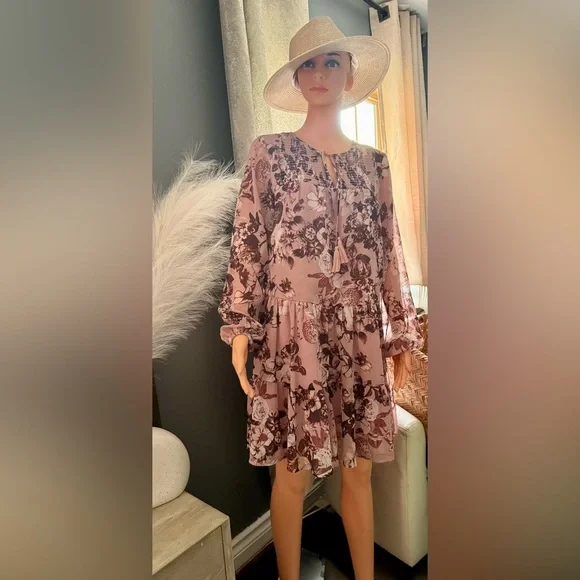 Express Blush Floral Dress - Picture 1 of 8